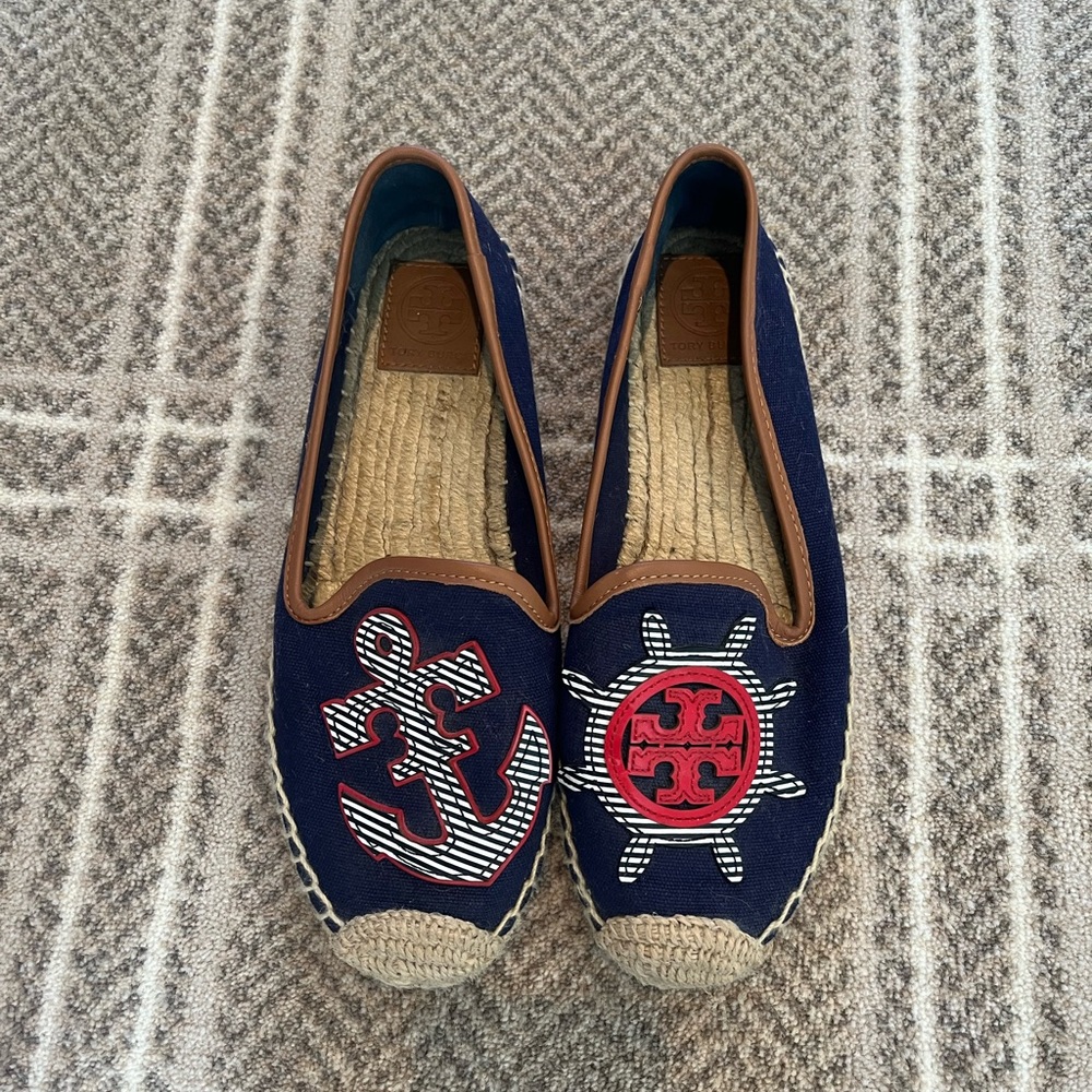 Tory Burch Navy and Red Espadrilles